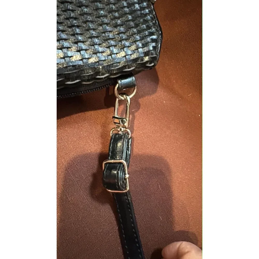 Fashion Crossbody Double Zippered Black & Brown Wallet Carry All Handbag